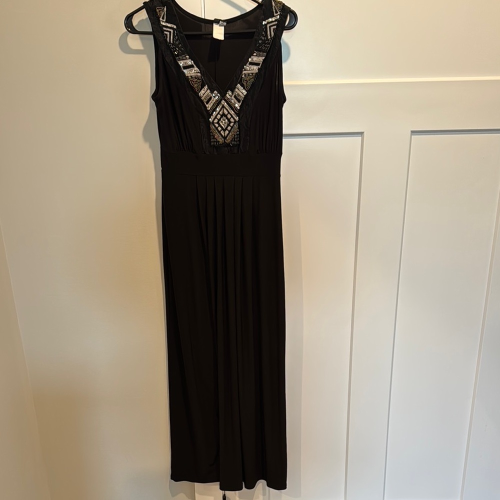 Nic & Dom Black Sleeveless Maxi Dress with Silver Accents size S